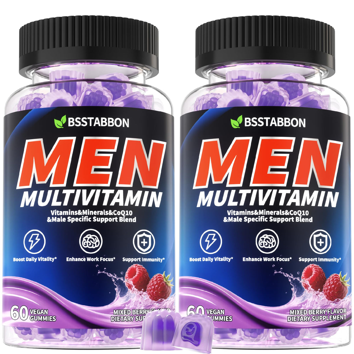 BSSTABBON chewable gummies multivitamin bottle for daily wellness support.