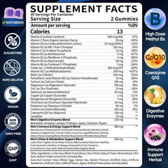 BSSTABBON multivitamin gummies closeup highlighting tasty berry flavor and potent nutrients.
