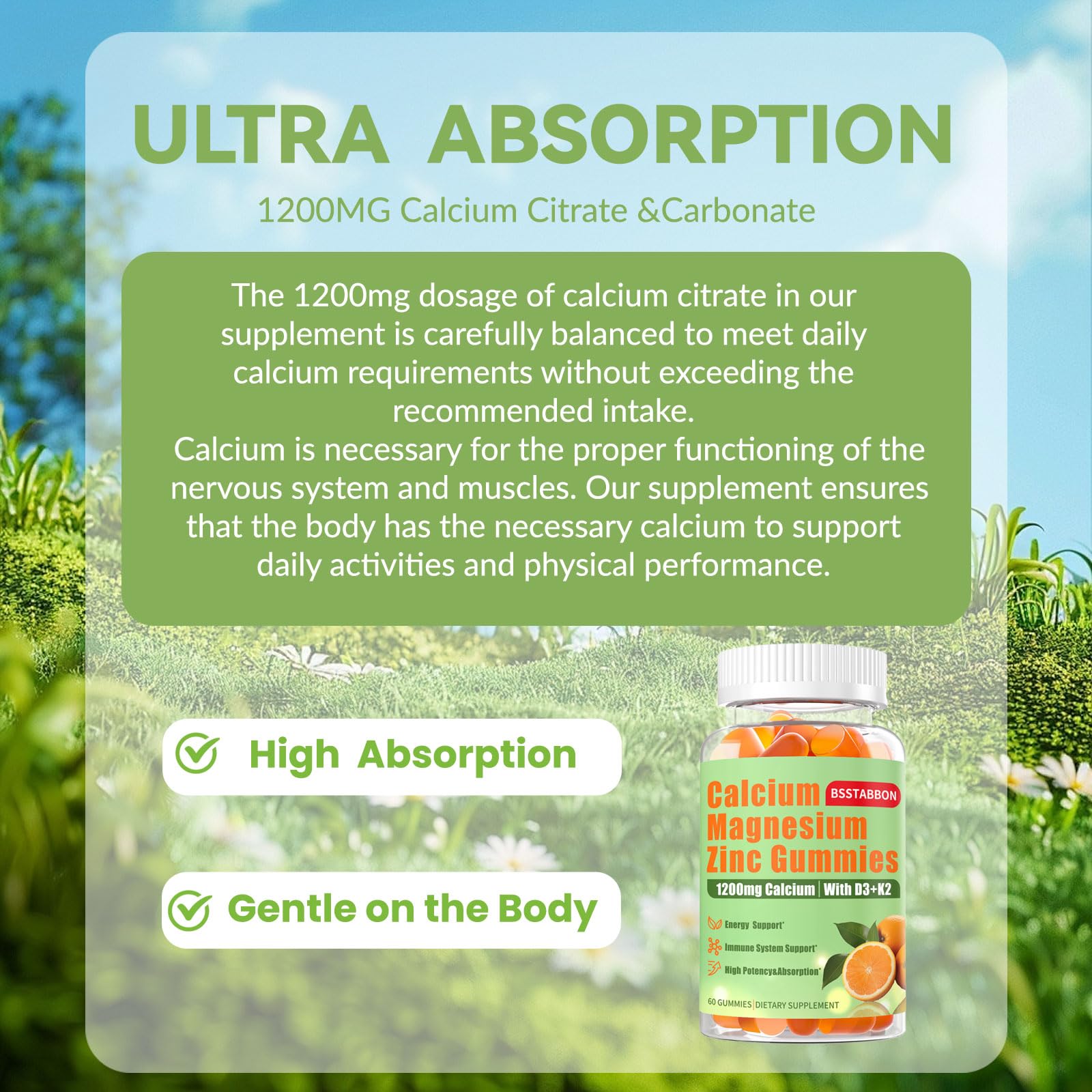 BSSTABBON vegan sugar-free gummies for clean, allergen-free supplementation.