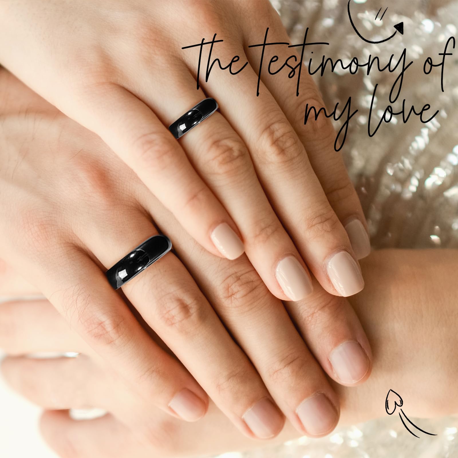 BTEYIVTA hematite ring worn on hand, demonstrating comfortable all-day fit.