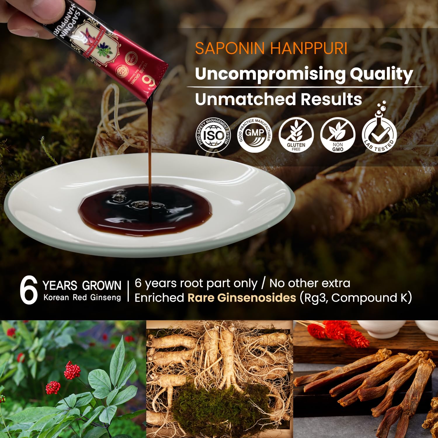 BTGIN Saponin Hanppuri stick packets on-the-go for caffeine-free energy support.