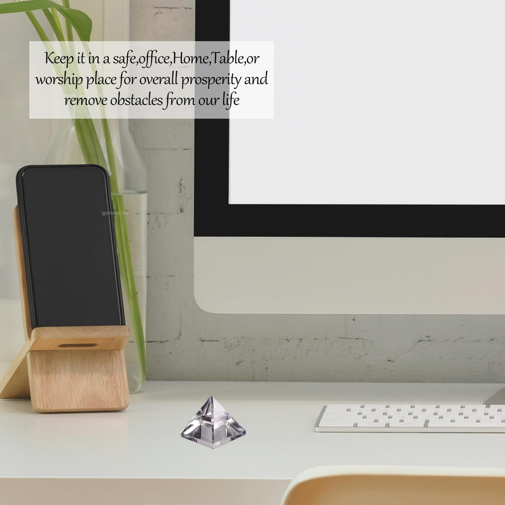 BTMDECOR Meditation-friendly clear quartz pyramid for focus and calm.