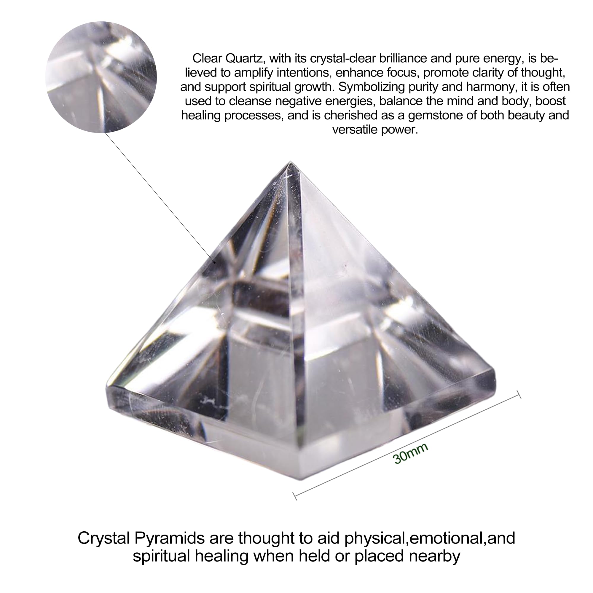 BTMDECOR Natural quartz pyramid with smooth edges supports chakra balancing.
