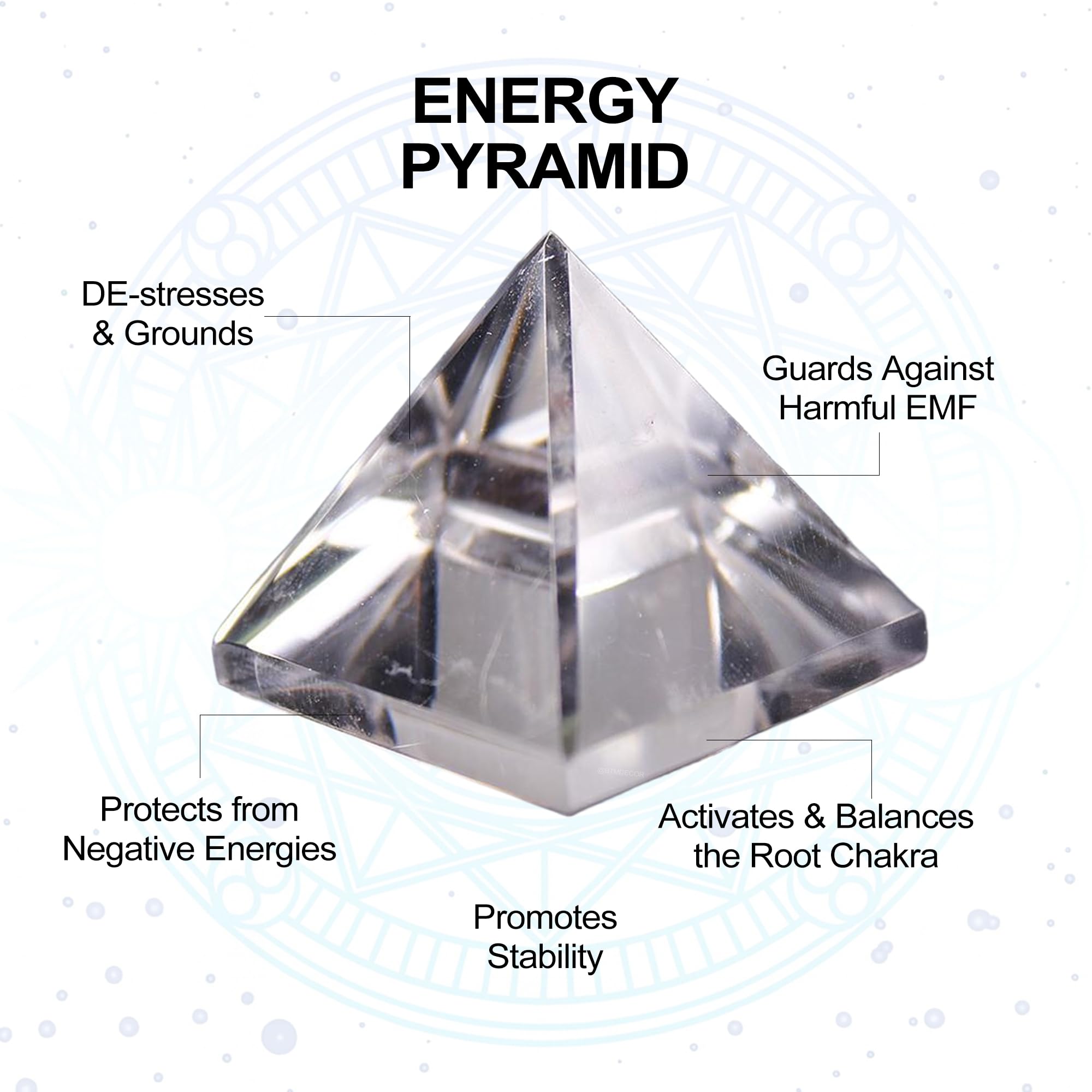 BTMDECOR Pyramid altar decor in clear quartz enhances feng shui focus.