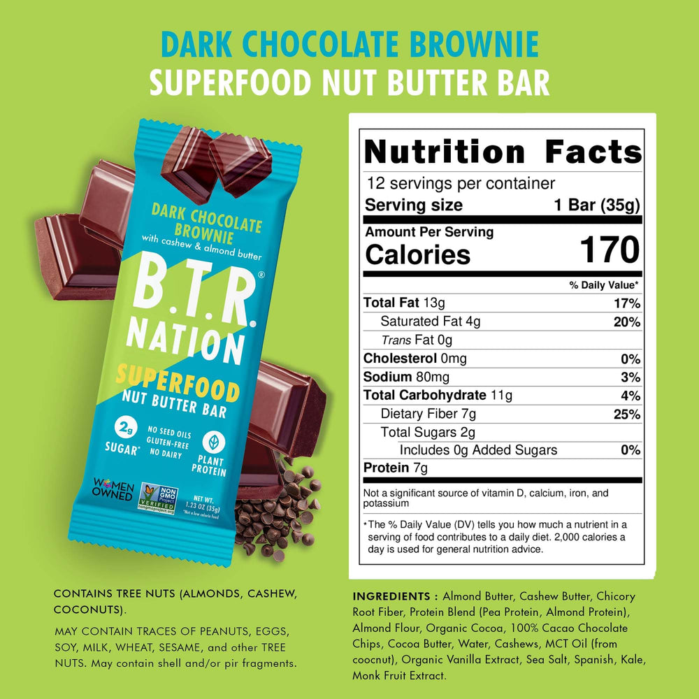B.T.R Nation keto bar ingredients maca spinach highlight vegan energy