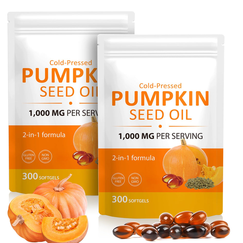 BTSE pumpkin seed oil bottle showing cold-pressed extract for daily use.
