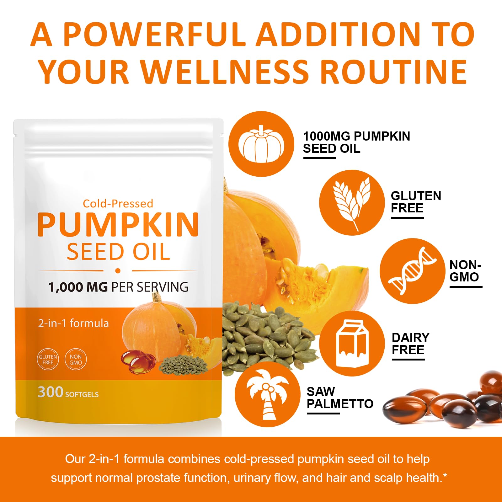 BTSE pumpkin seed oil nutrition facts panel for quick reference.