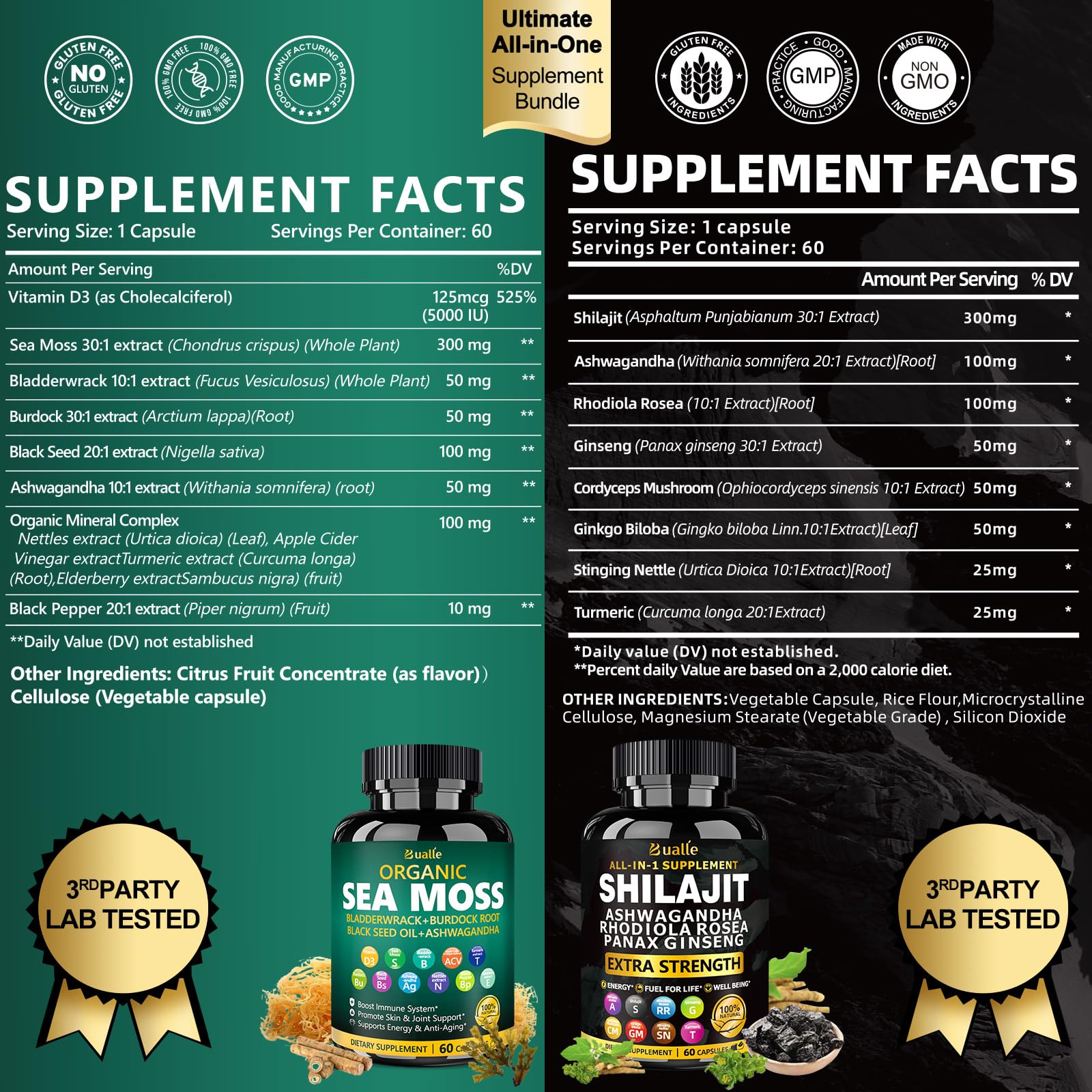 Bualle Black Seed Oil bottle close-up emphasizing antioxidant support potential.