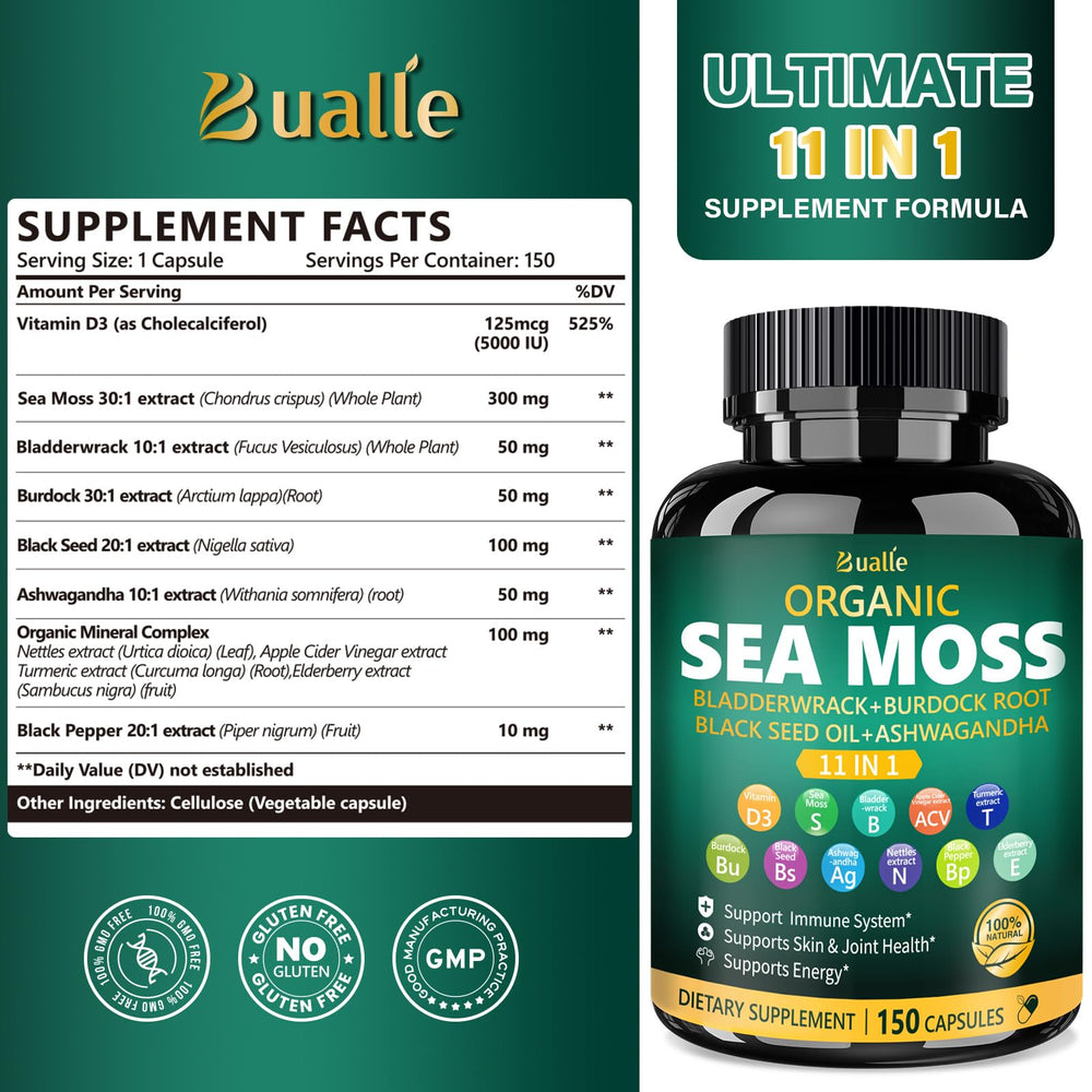 Bualle Black Seed Oil Capsules closeup highlighting concentrated nutrients