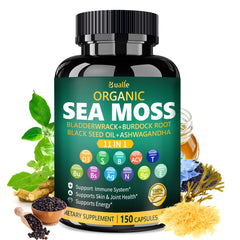 Bualle Irish Sea Moss Capsules bottle shown for daily wellness in a convenient form