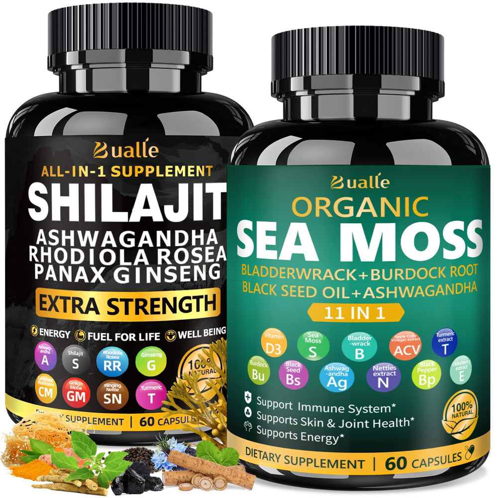 Bualle Sea Moss bottle showcasing a wellness-focused label for daily use