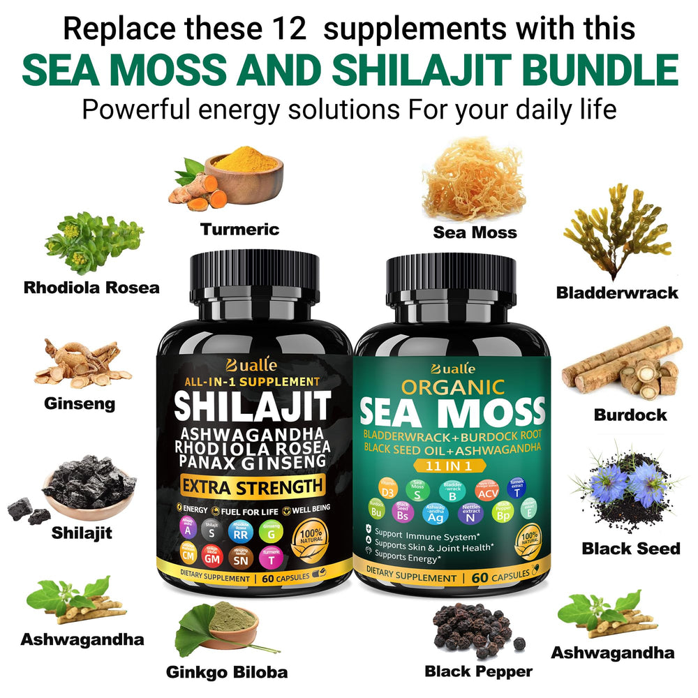 Bualle Sea Moss label closeup highlighting natural ingredients for vitality