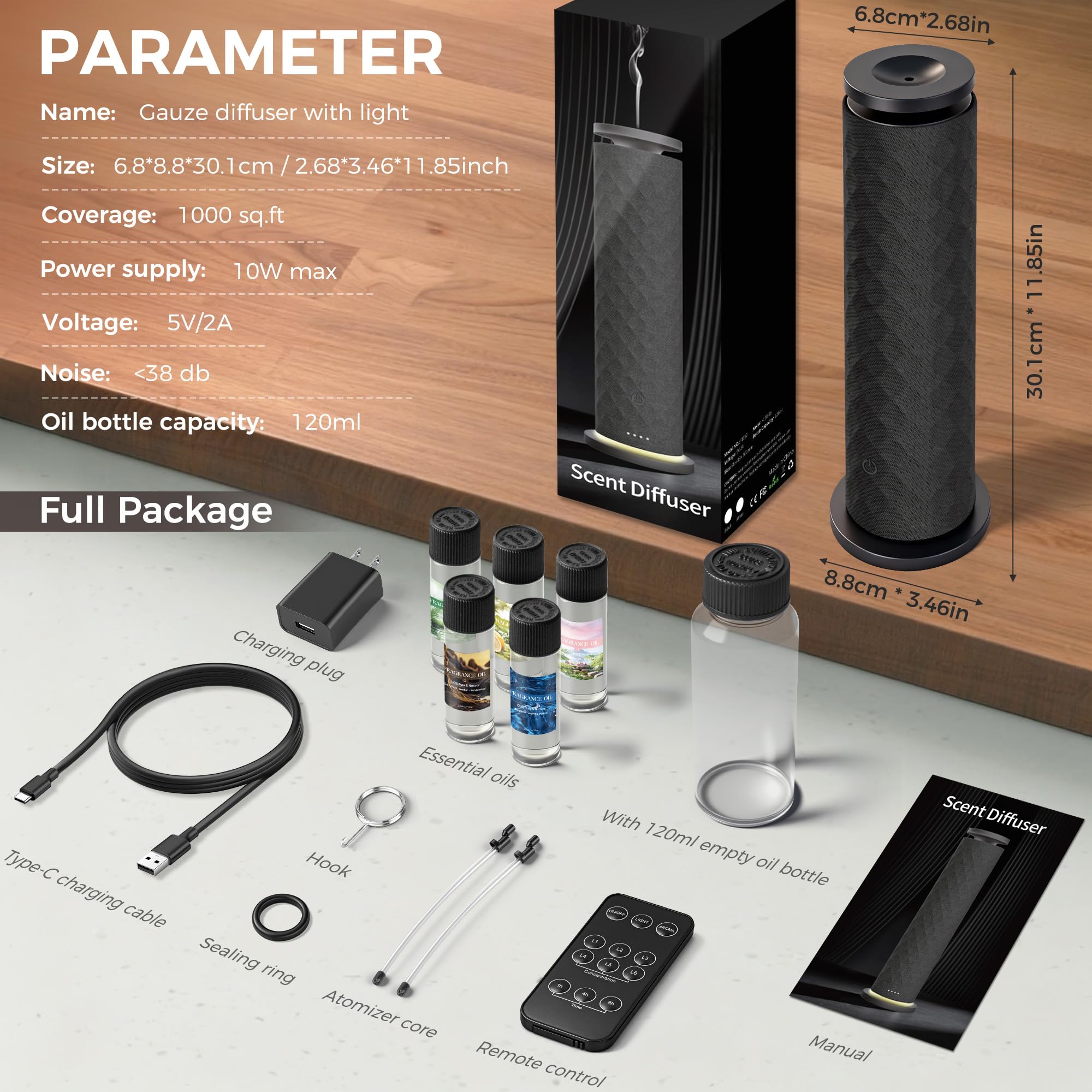 BUBLOC waterless design with replaceable coils ensures low-maintenance fragrance.