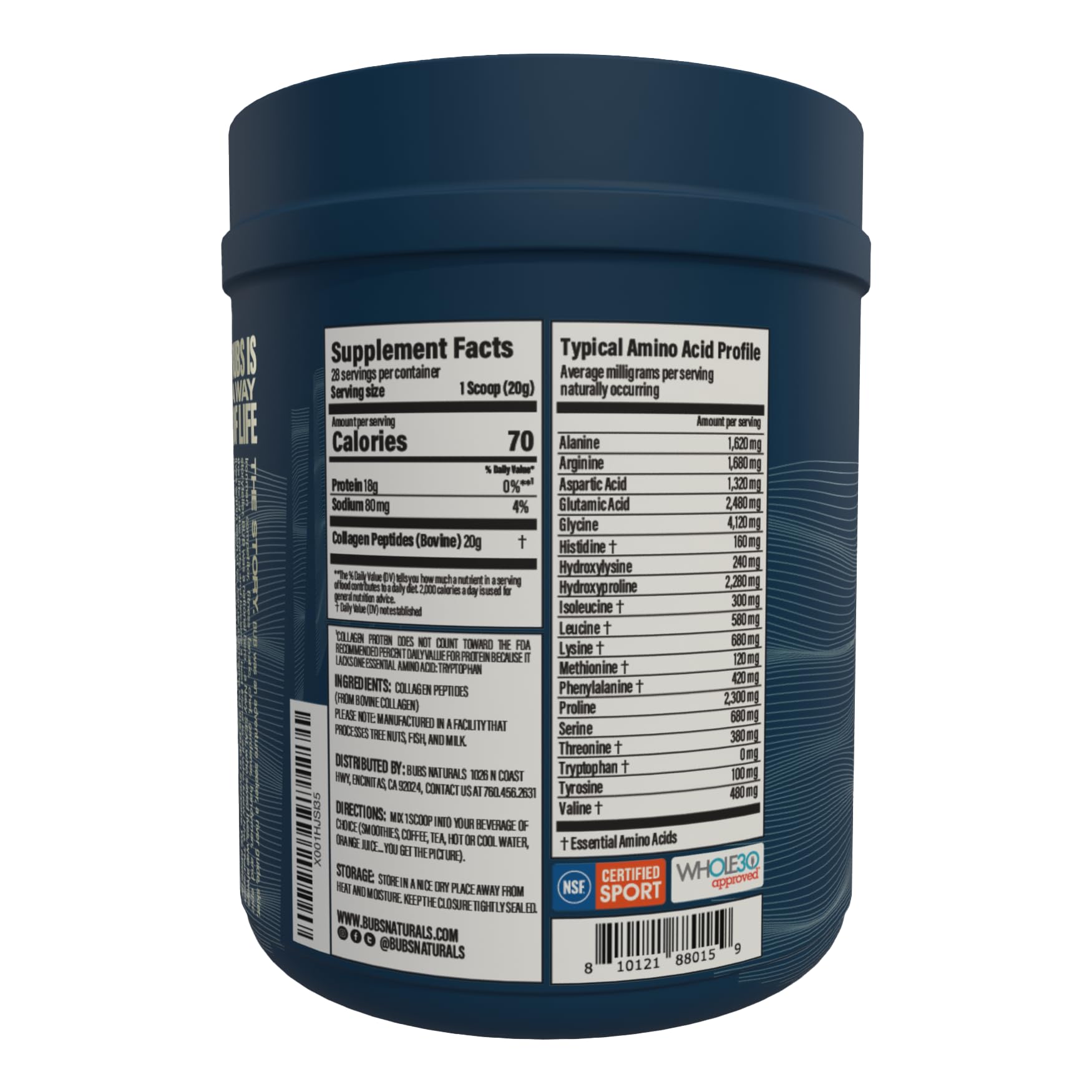 BUBS Naturals collagen powder added to tea for a convenient protein lift.