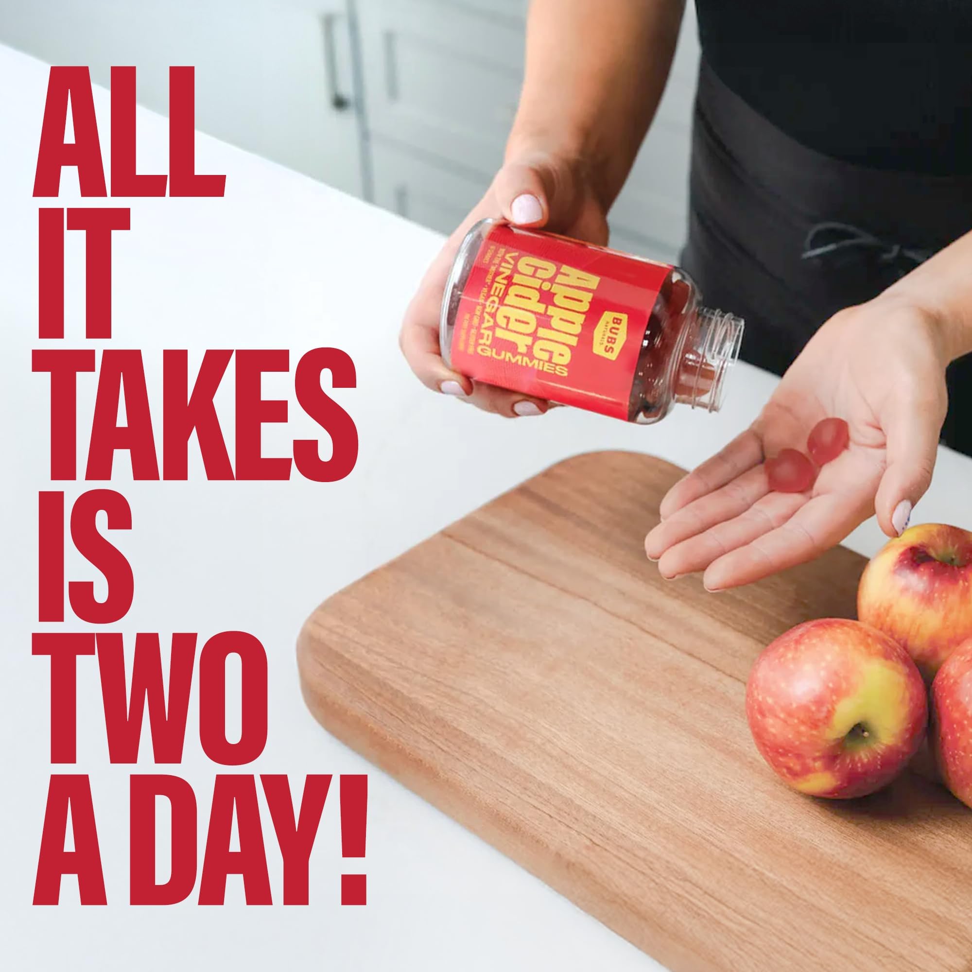 Packaging card reveals 1000mg ACV per serving with B vitamins for daily vitality.