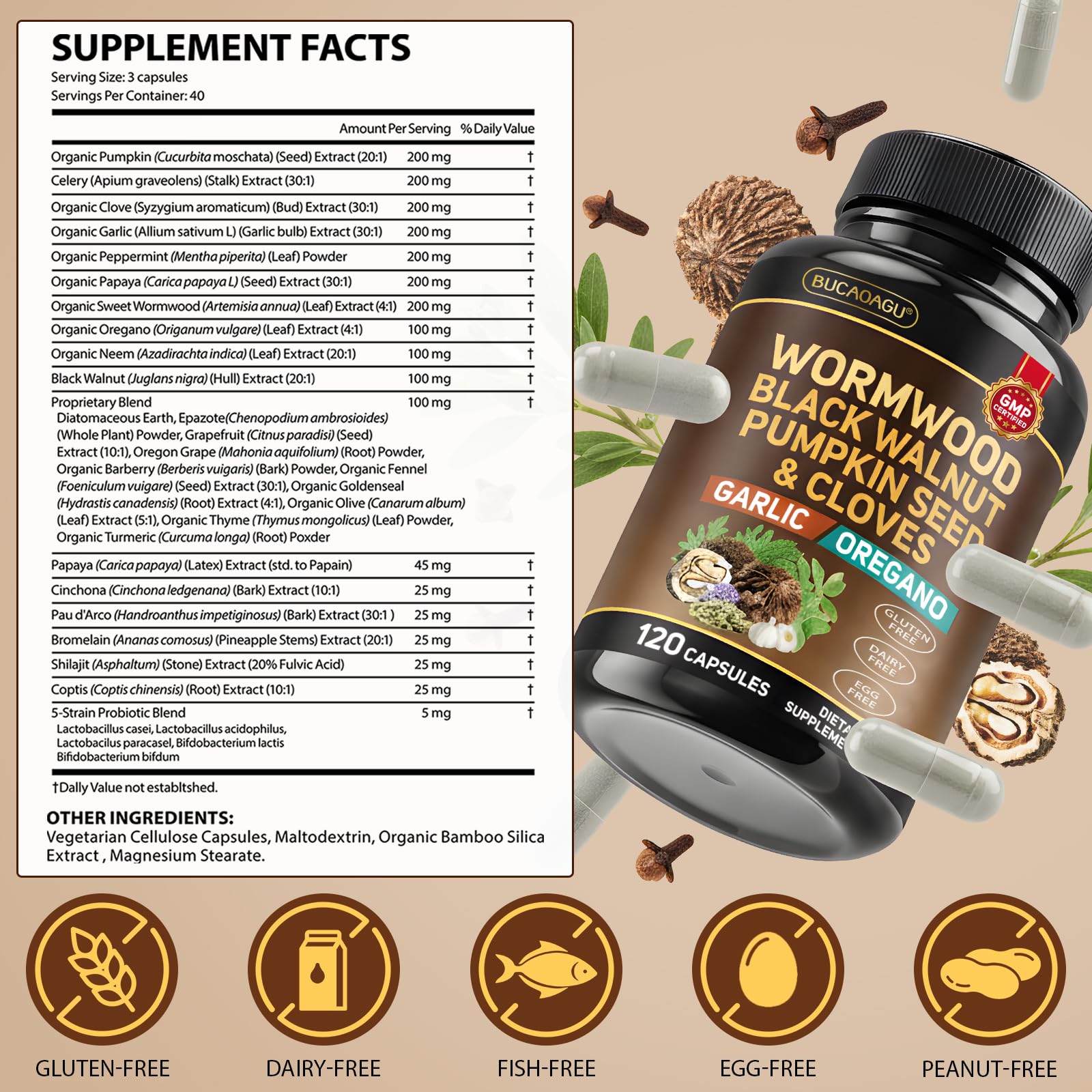 BUCAOAGU garlic extract bottle supports digestive vitality