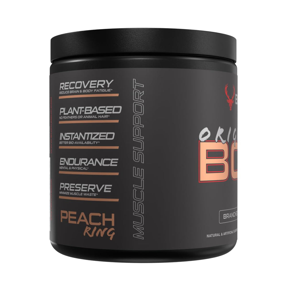 Bucked Up Original BCAA bottle showing pure formula for training