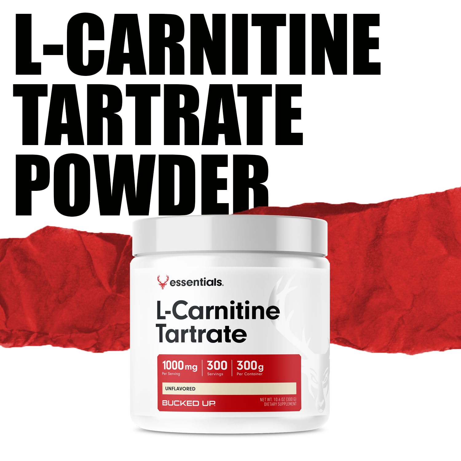 Bucked Up L-Carnitine Tartrate powder serving provides 1000mg per scoop.