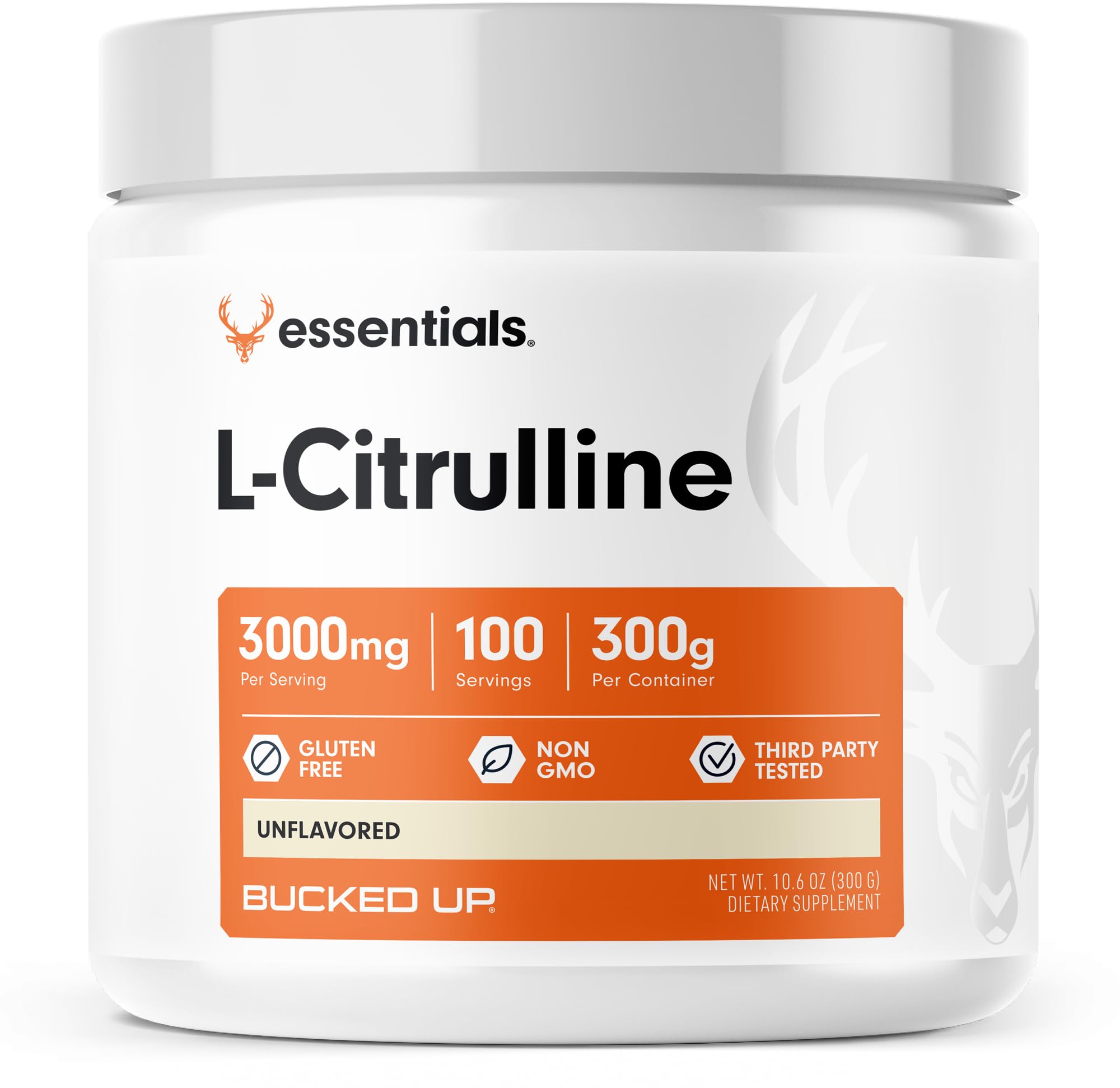 Bucked Up L-Citrulline 3000mg powder container for easy measuring.