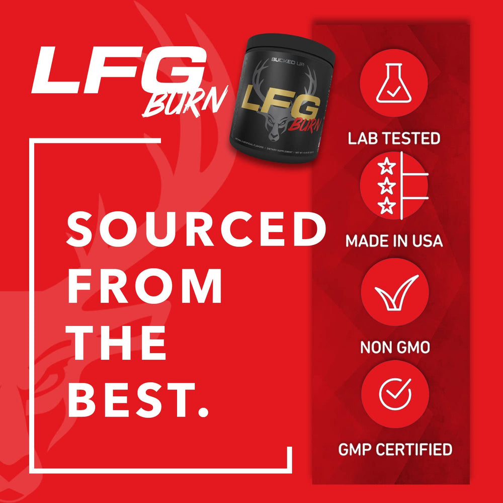 Bucked Up LFG Pre Workout Berry powder dissolving in water for quick mix.