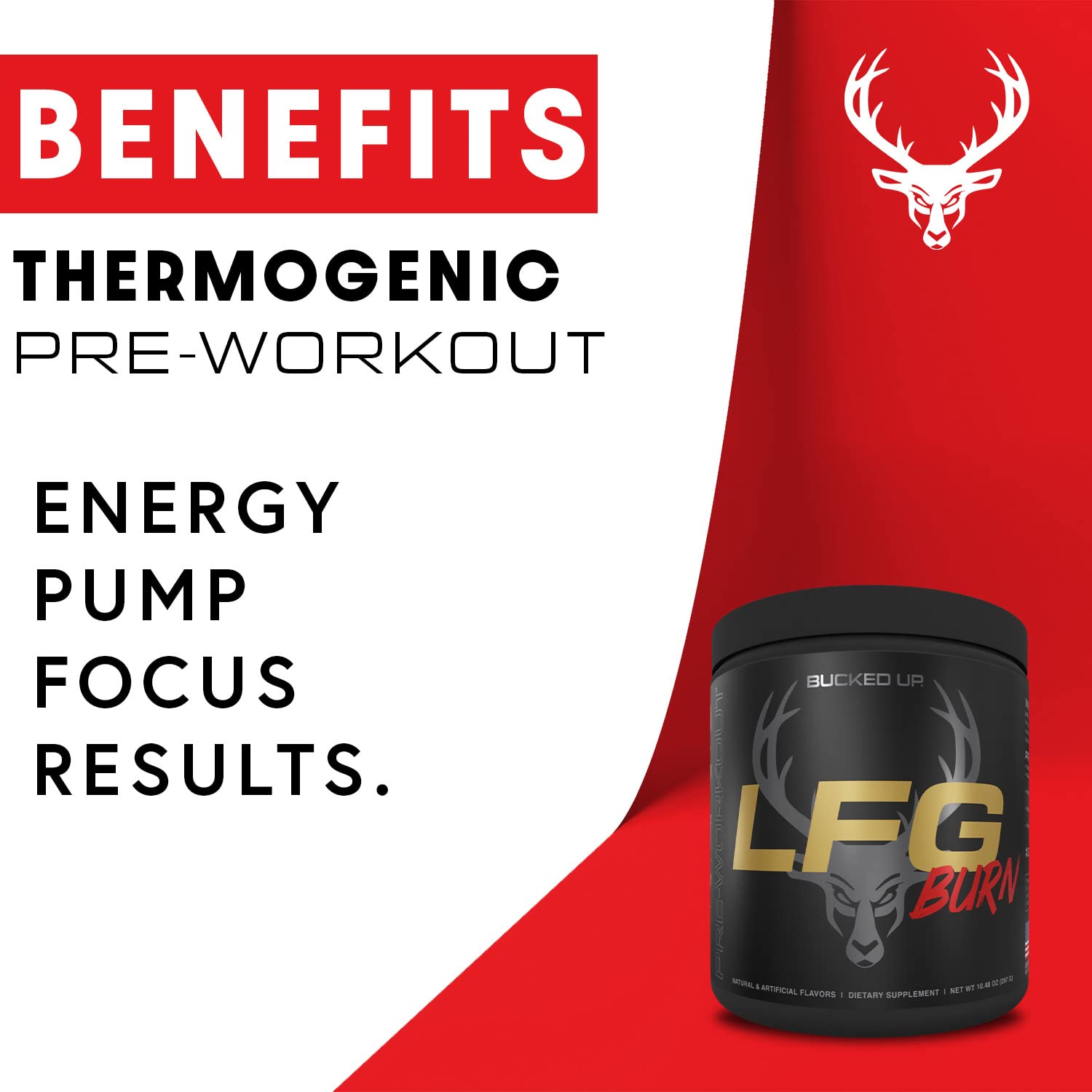 Bucked Up LFG Pre Workout tropical powder in glass shows vibrant mixability