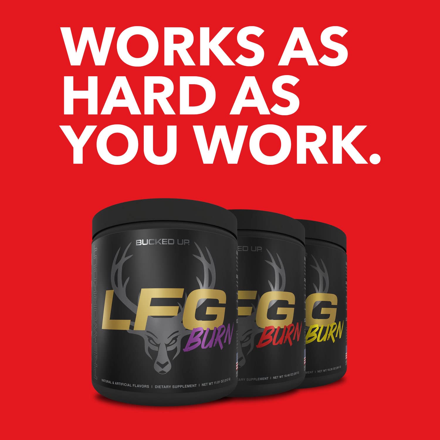 Bucked Up LFG Pre Workout tropical serving cup ready for on-the-go fueling
