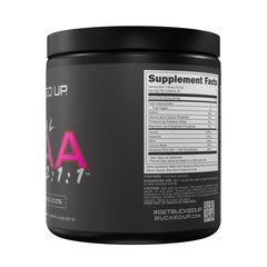 Bucked Up Original BCAA Miami powder being poured for mixing.