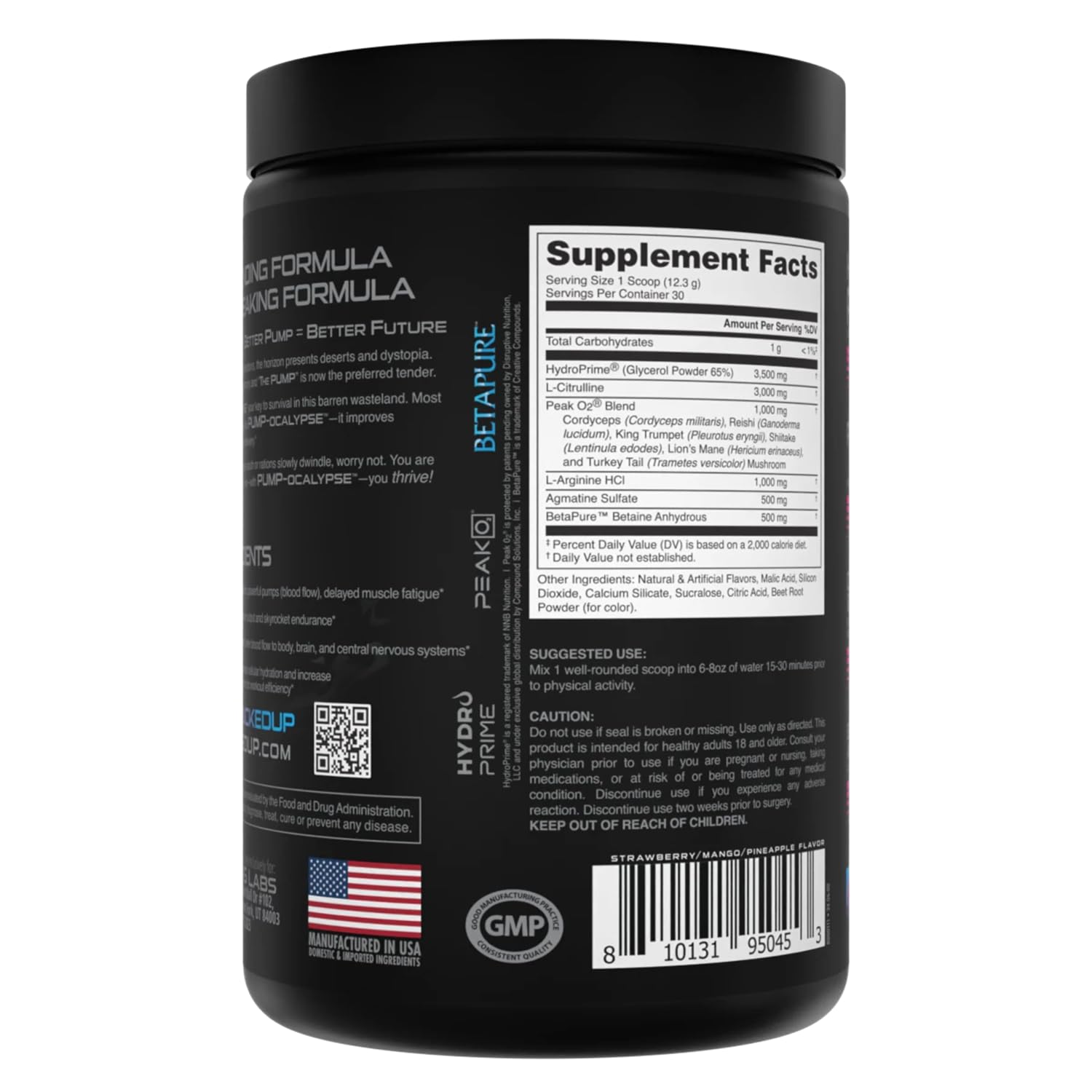 Bucked Up Pump-ocalypse Miami gym bottle on white surface with focus