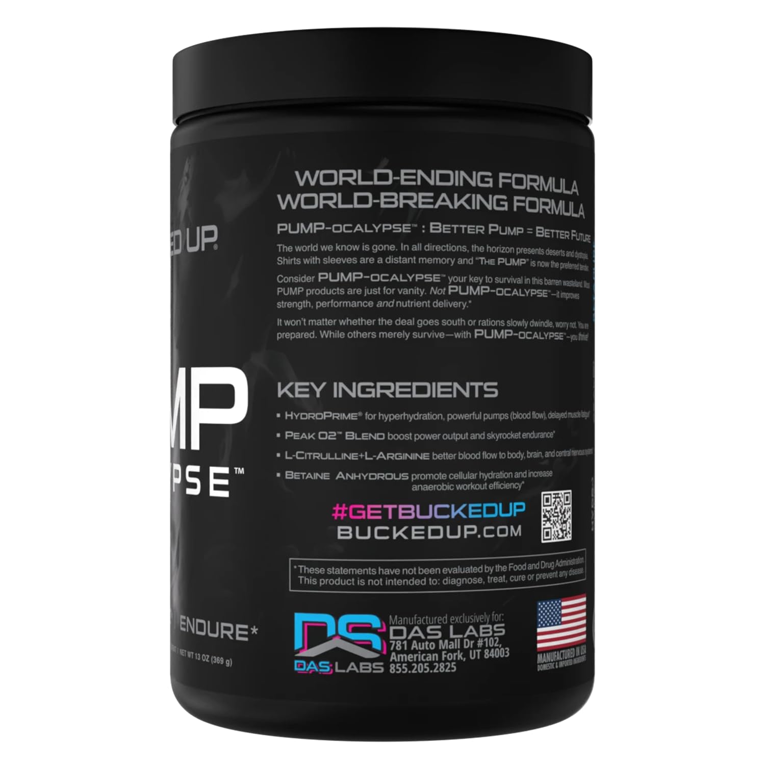 Bucked Up Pump-ocalypse Miami powder scoop display for pre-workout readiness