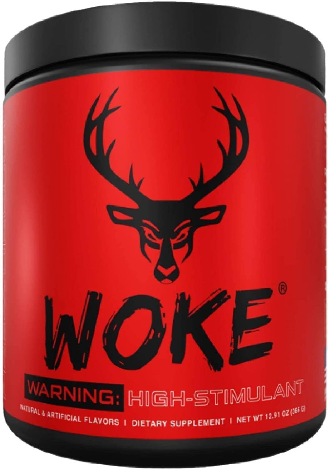 Bucked Up Woke blue raspberry bottle for focused training with high energy.