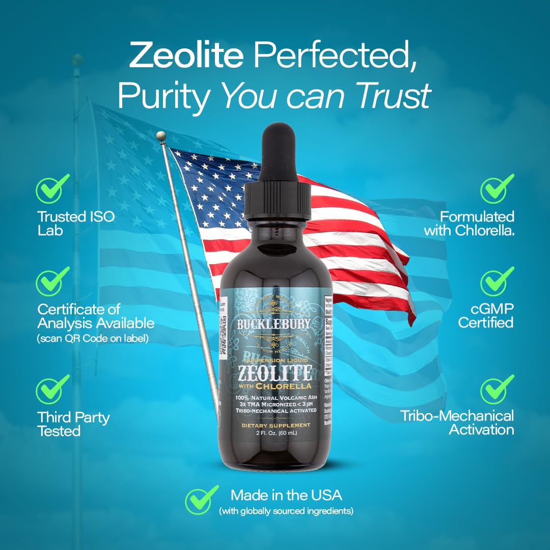 BUCKLEBURY Zeolite bottle on kitchen counter for daily routine.