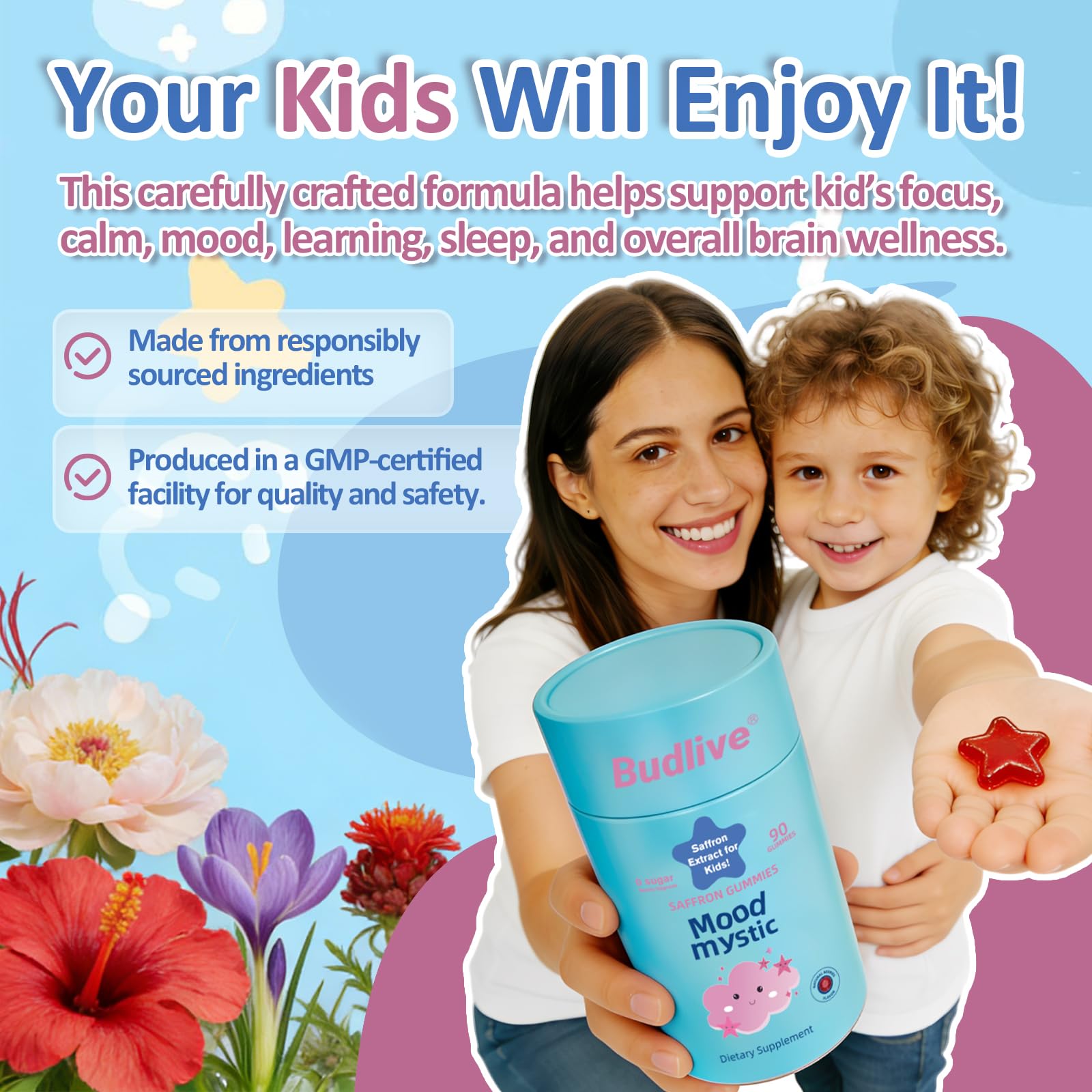 BudLive kid-friendly gummies designed for picky eaters with pleasant taste.