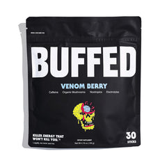 BUFFED Venom Berry energy stick pack ready for on-the-go boost