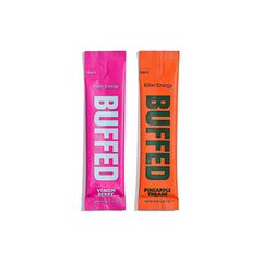BUFFED Venom Berry mix ready in a glass for quick hydration and focus