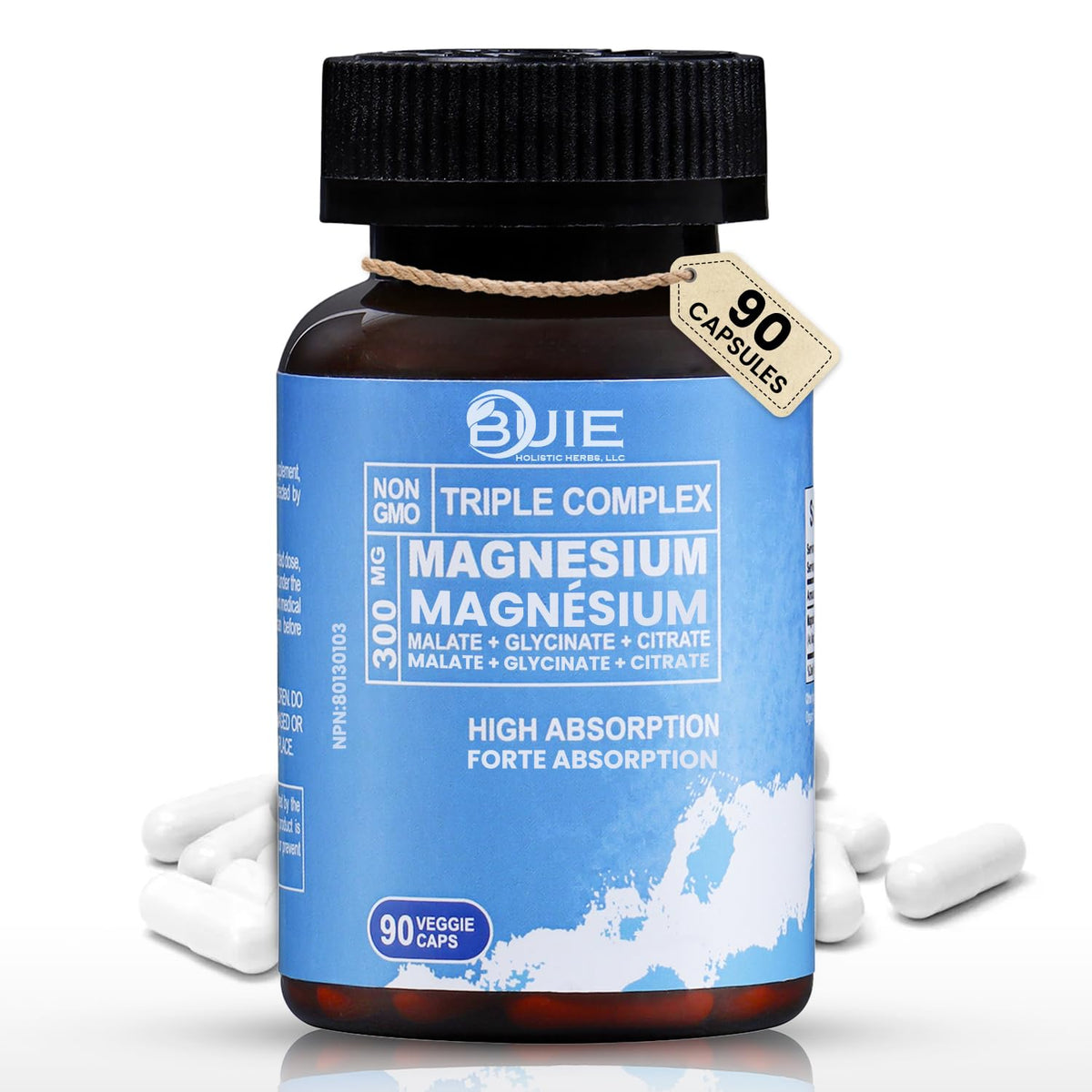 Buie Triple Magnesium 300mg bottle with clean labeling for post-workout support.