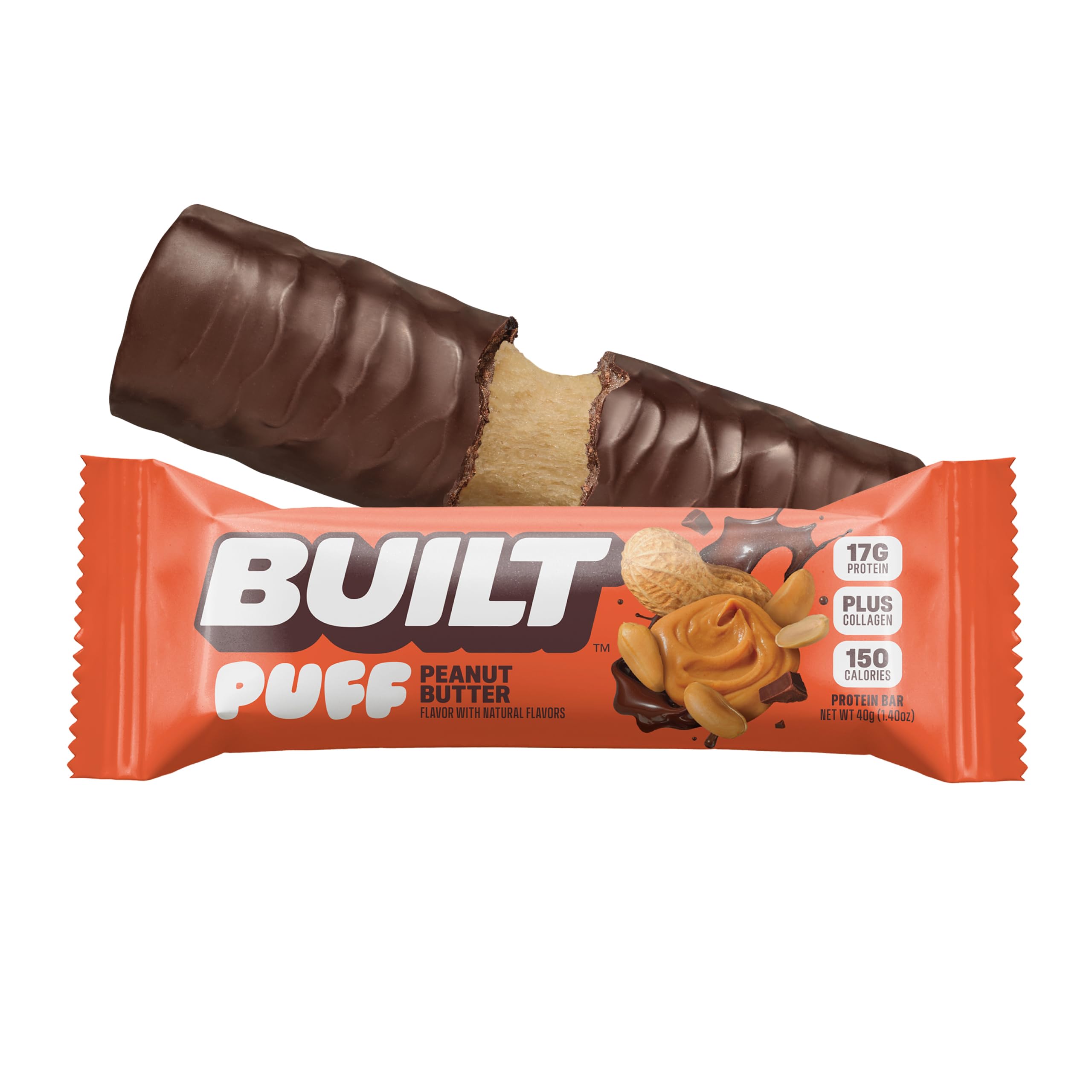 Built Bar Puff energy-boosting bite ready for workouts.