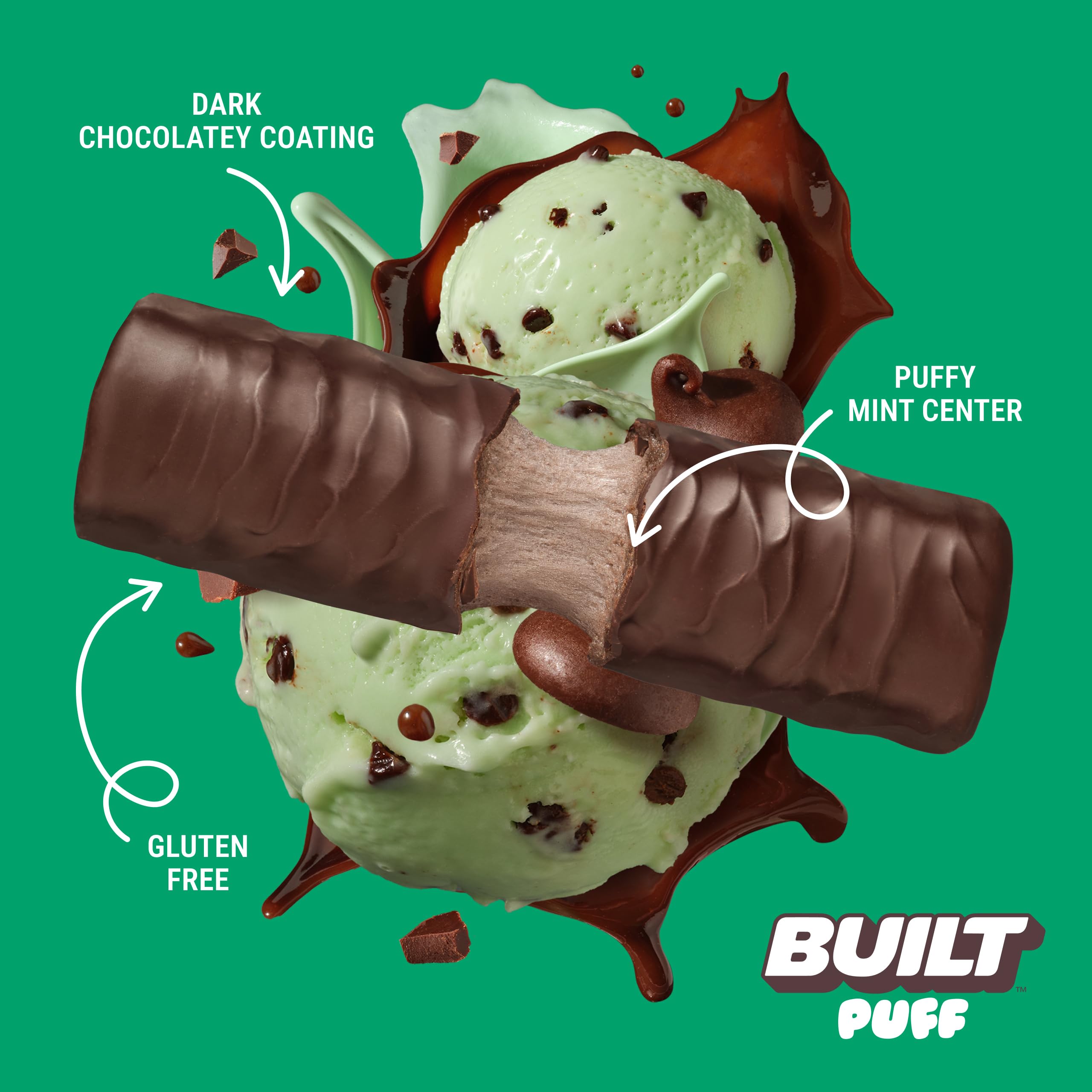 Built Bar Puff Mint Chip serving size ready for quick consumption.
