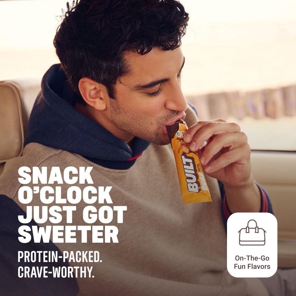 Built Bar Puff Salted Caramel on-the-go snacking ideal for busy days.