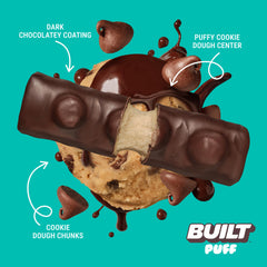 Built Bar Puffs nutrition facts label emphasizes 15 g protein and 140 calories.