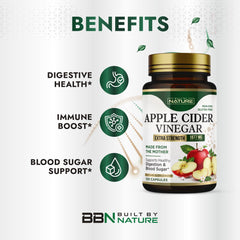 Built by Nature ACV capsules shown with water to illustrate convenient daily regimen.