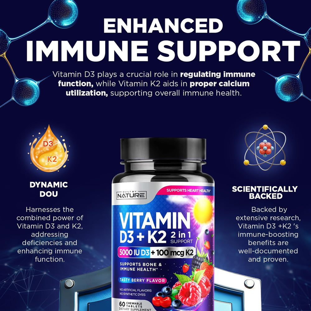 Built By Nature berry chewables on table suggest easy daily habit.