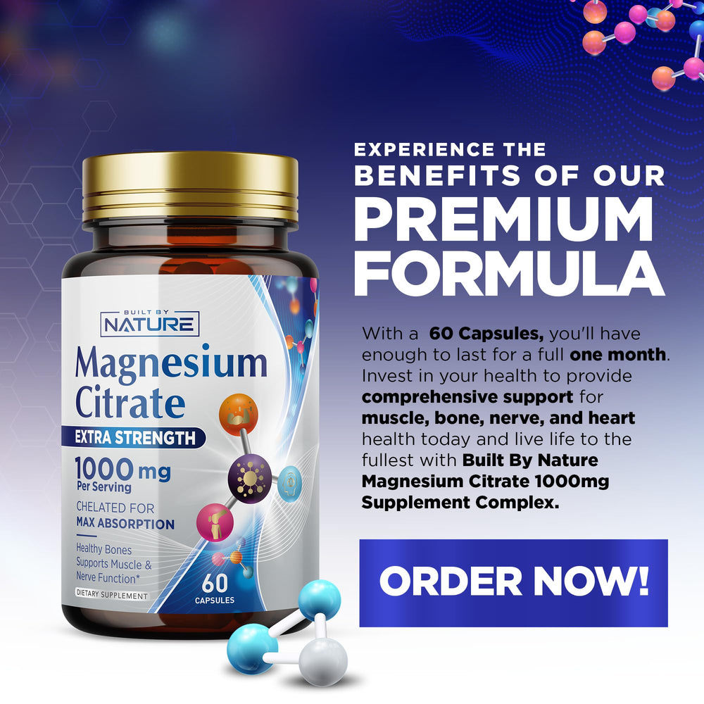 Gluten-free badge beside the magnesium citrate packaging supports dietary needs.