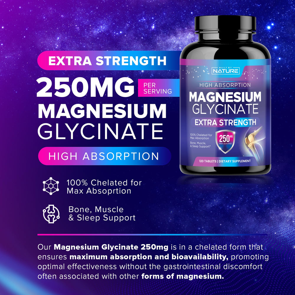 Built By Nature Magnesium Glycinate label detail highlighting vegan and gluten-free quality.