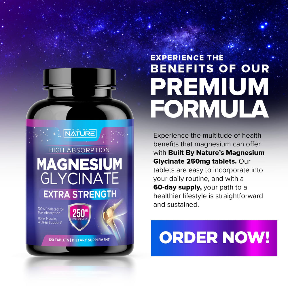 Built By Nature Magnesium Glycinate night routine setup for sleep support.