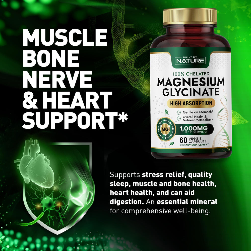 Built By Nature Magnesium Glycinate bottle being poured for daily use.