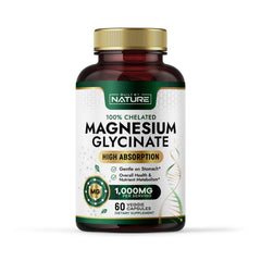 Built By Nature Magnesium Glycinate 1000mg bottle showing high absorption potential.