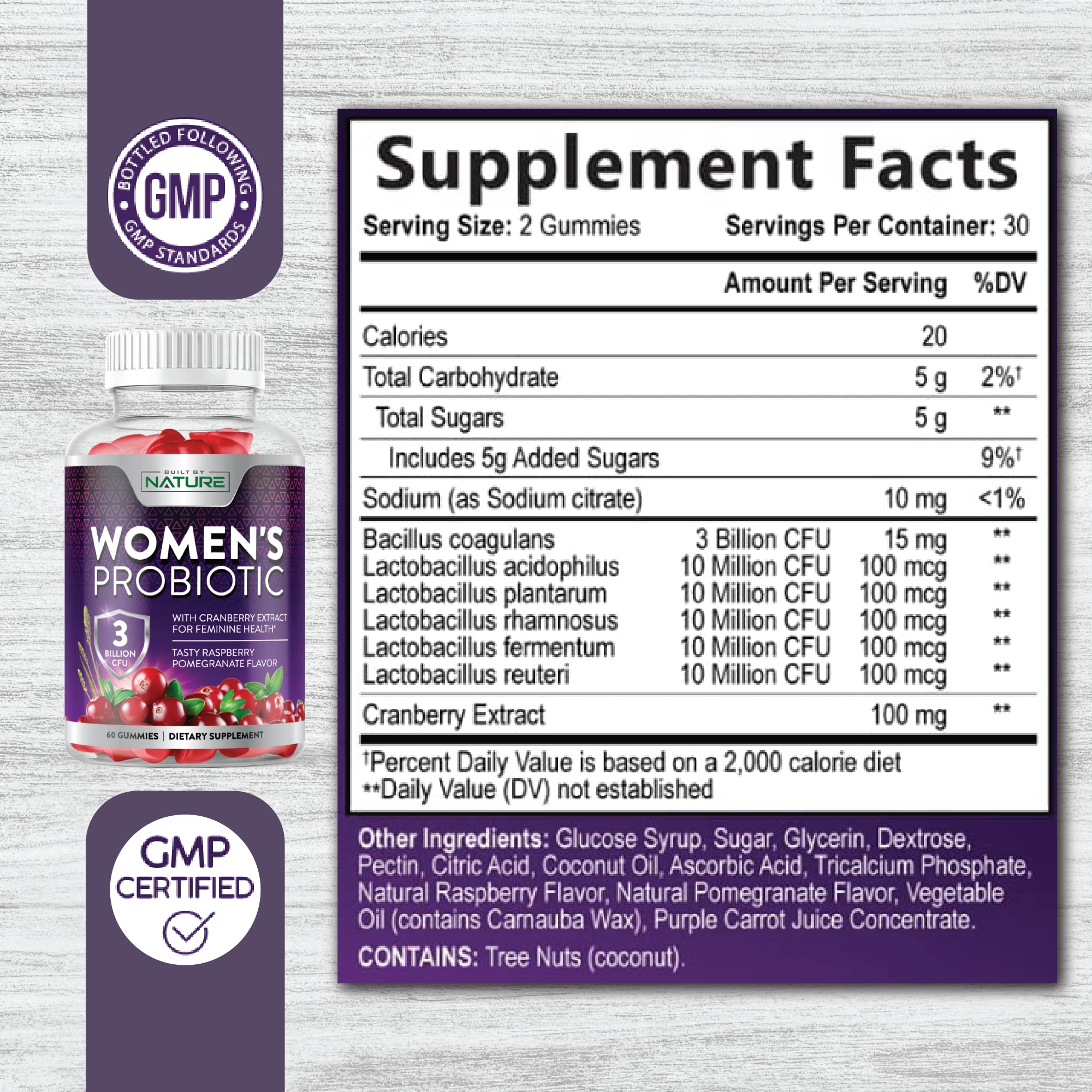 Built by Nature Probiotics for Women travels well, shelf-stable bottle supports on-the-go wellness.