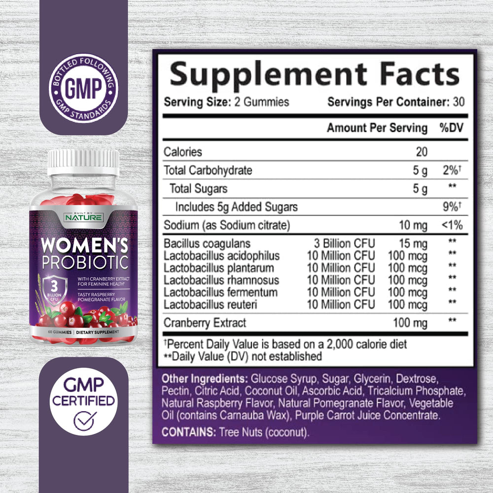 Built by Nature Probiotics for Women travels well, shelf-stable bottle supports on-the-go wellness.