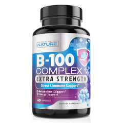 Built By Nature Super B Complex bottle front with capsules for daily energy support.