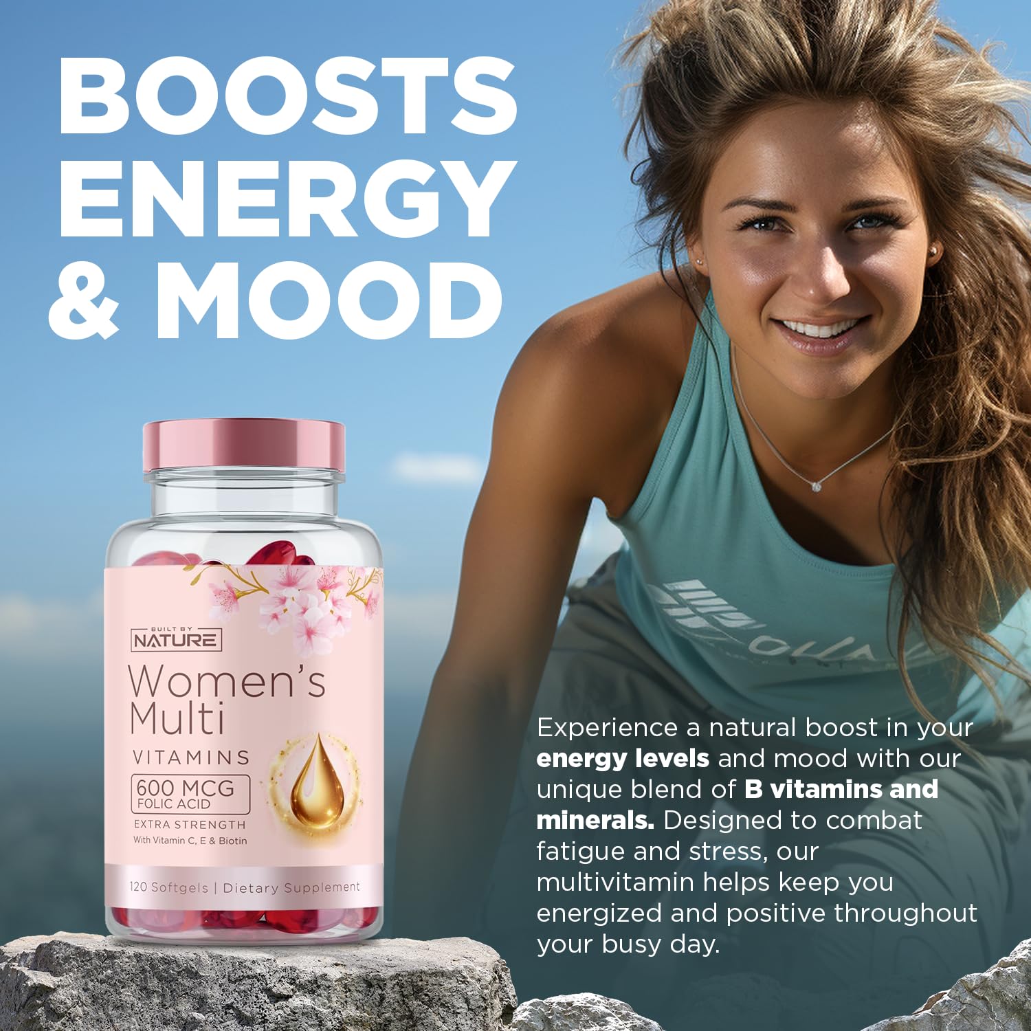 Built by Nature bottle highlighting calcium and magnesium for bone health.